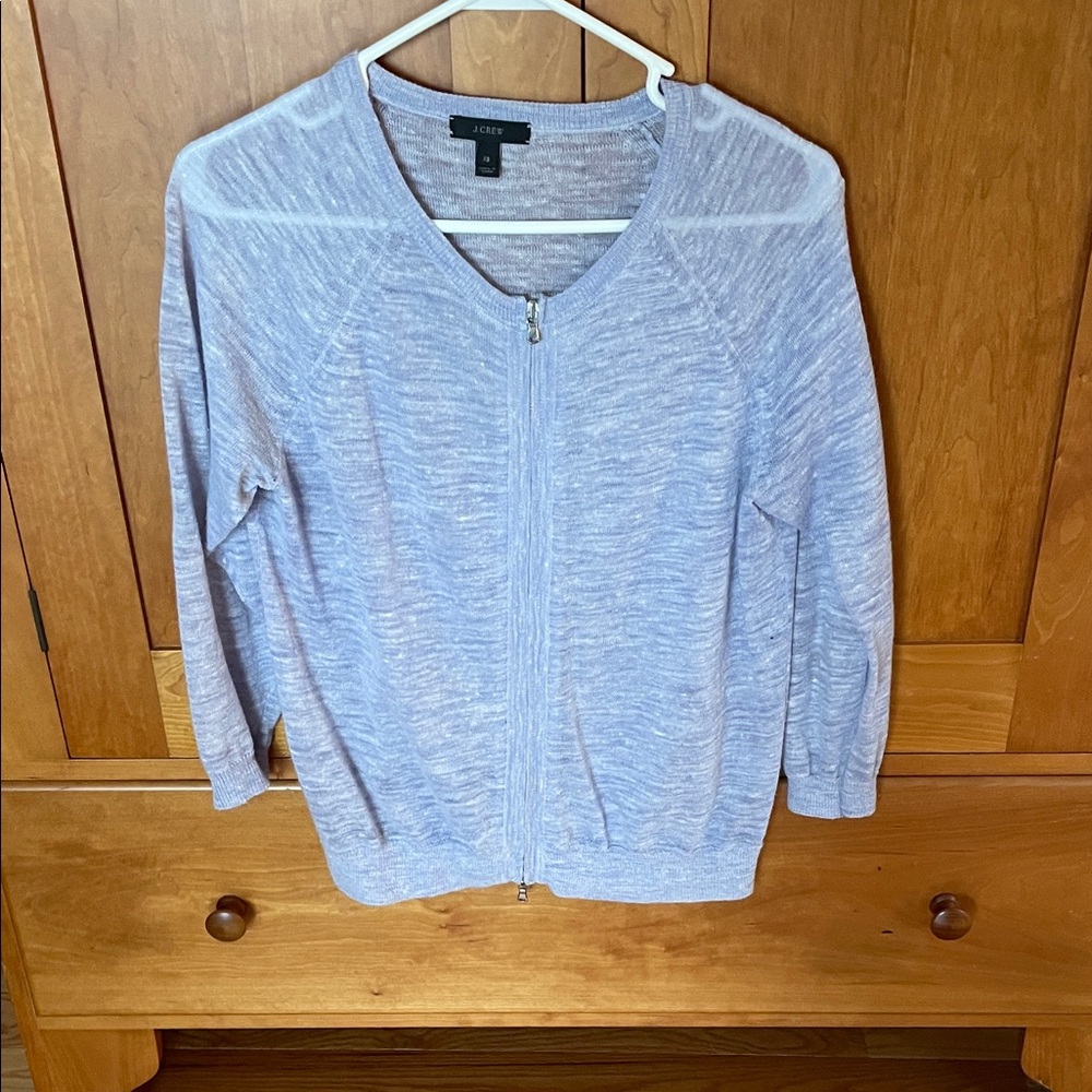 J. Crew Heathered Lavender Zip Cardigan